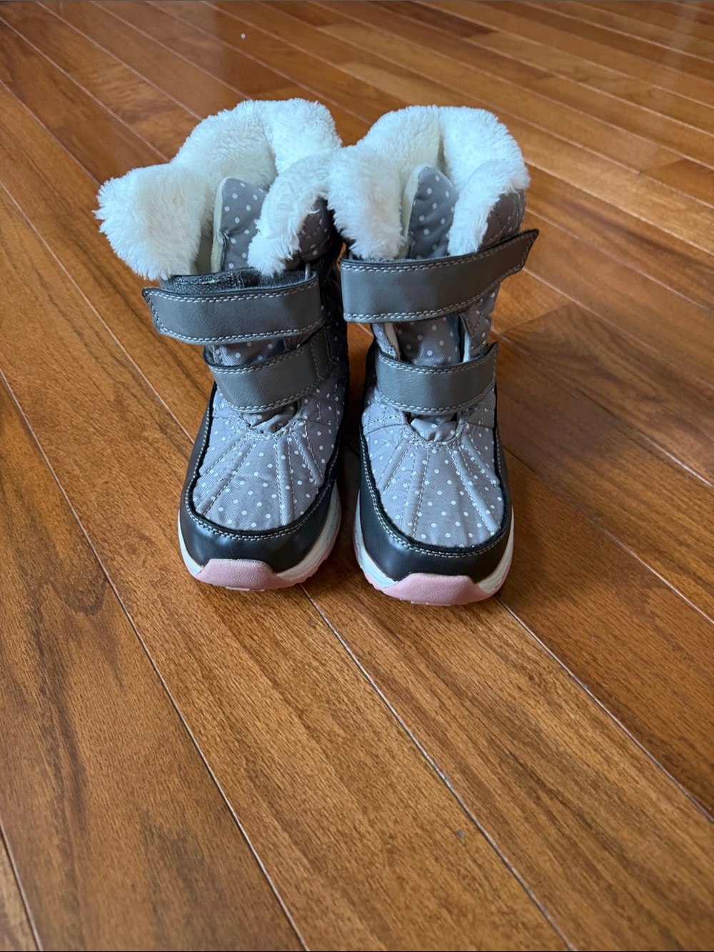 Carter's Gray Polka Dot Kids Snow Boots with Faux Fur Cuff